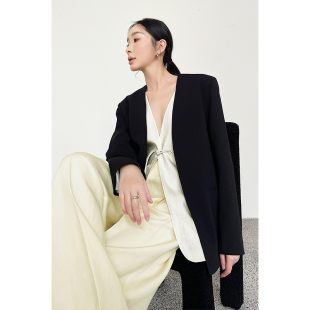 外套 国风假两件西装 因由 高级感黑色休闲西服知识分子纸片人中式