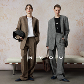 阔腿裤 因由 高级感西服外套女老钱極简精纺休闲廓形西装 两件套