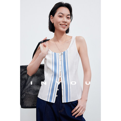 因由【07/07 am10:00上新】夏日设计师款定制印花凉感亚麻马甲女