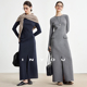裙子前开衩设计感内搭长款 因由 极简纸片人气质秋冬长袖 连衣裙女