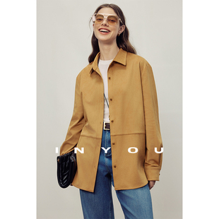 上衣半身裙套装 因由 衬衫 时尚 女 极简复古麂皮摩登秋冬新款