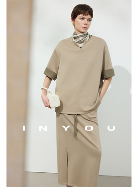 因由【02/02 am10:00上新】经典随性刺绣休闲卫衣中裤半裙三件套