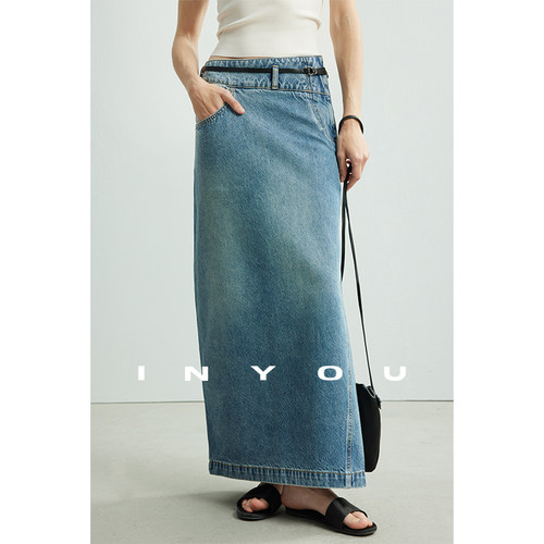 因由长裙合身通勤不对称半身裙