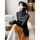 ins肤感皮肤衣 因由 长袖 带帽卫衣女液氨微光泽感舒适休闲修身 短款