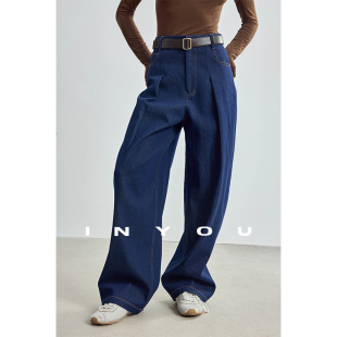 气质弯刀牛仔裤 秋款 女 设计感高腰显瘦解构休闲亚麻百搭经典 因由