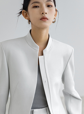 因由 立领西装外套新中式一粒扣设计高腰显瘦垂感阔腿长裤两件套