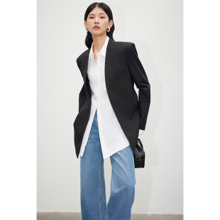 西装 因由 重磅高定级挺阔光泽感极简风纸片人一衣多穿王炸无领式