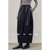 微A花苞级感蛋白柔软轻奢气质松紧腰中长款 因由 法式 半身裙女