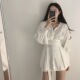 新款 套装 韩国chic宽松纯色收腰衬衫 阔腿短裤 女 配腰带 2026春季