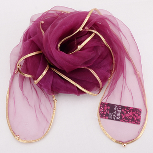 韩版欧根纱丝巾女大方巾钉珠围巾沙巾仿晒披肩时尚装饰沙滩巾两用