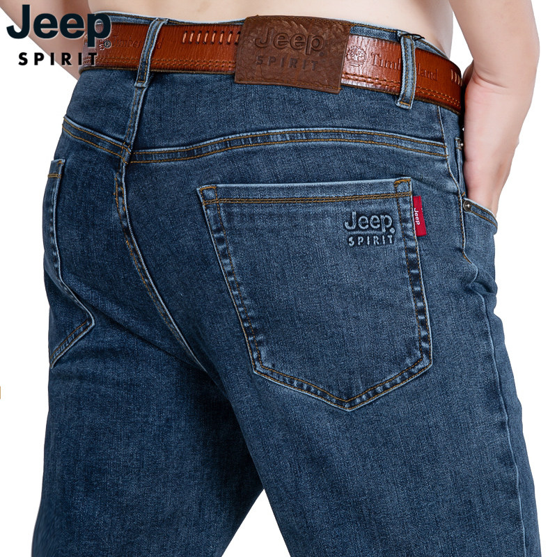 jeep spirit吉普牛仔裤男秋冬直筒宽松男裤中腰直筒男士牛仔休闲