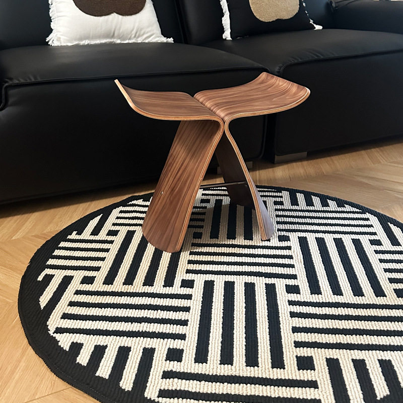 美式圆形地毯卧室床边毯梳妆台化妆椅地垫子书房电脑椅转椅保护垫