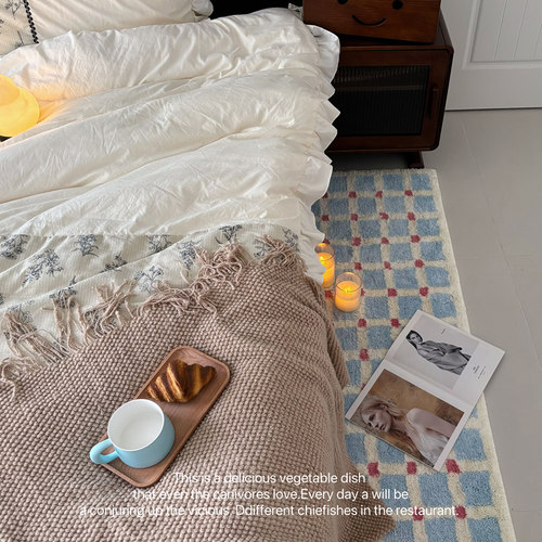 原创ins风床边地毯卧室加厚毛绒