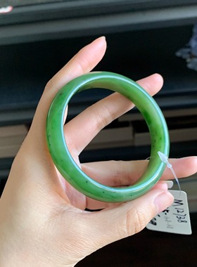 毛毛的翠//M 12738/和田玉碧玉正圈大圈手镯//58.5/2400