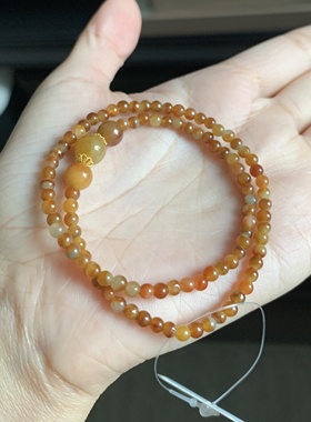 毛毛的翠/M 11779//天然特色红黄翡翡翠小米珠长串//480