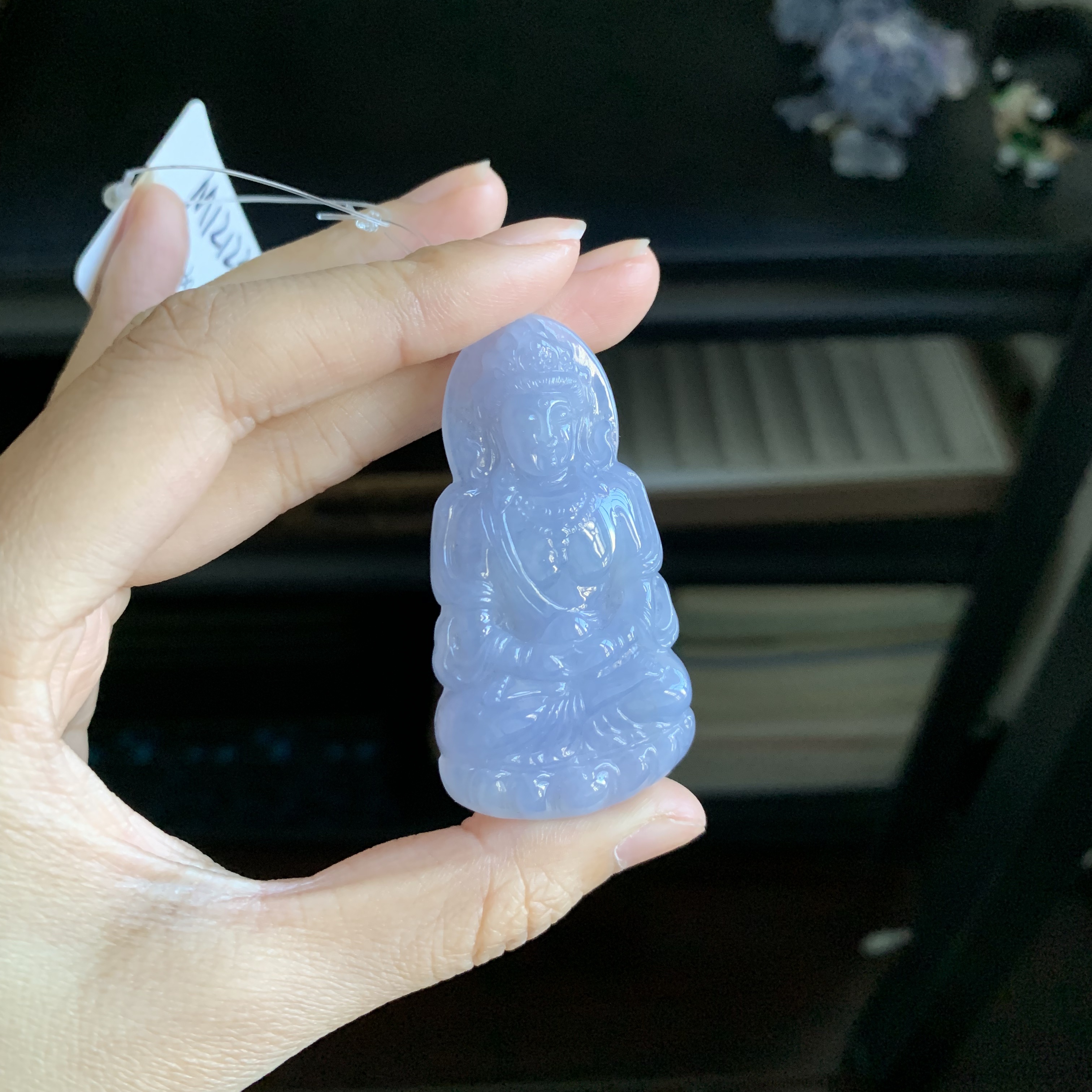 毛毛的翠//M 12123/紫色翡翠大观音吊坠/4600