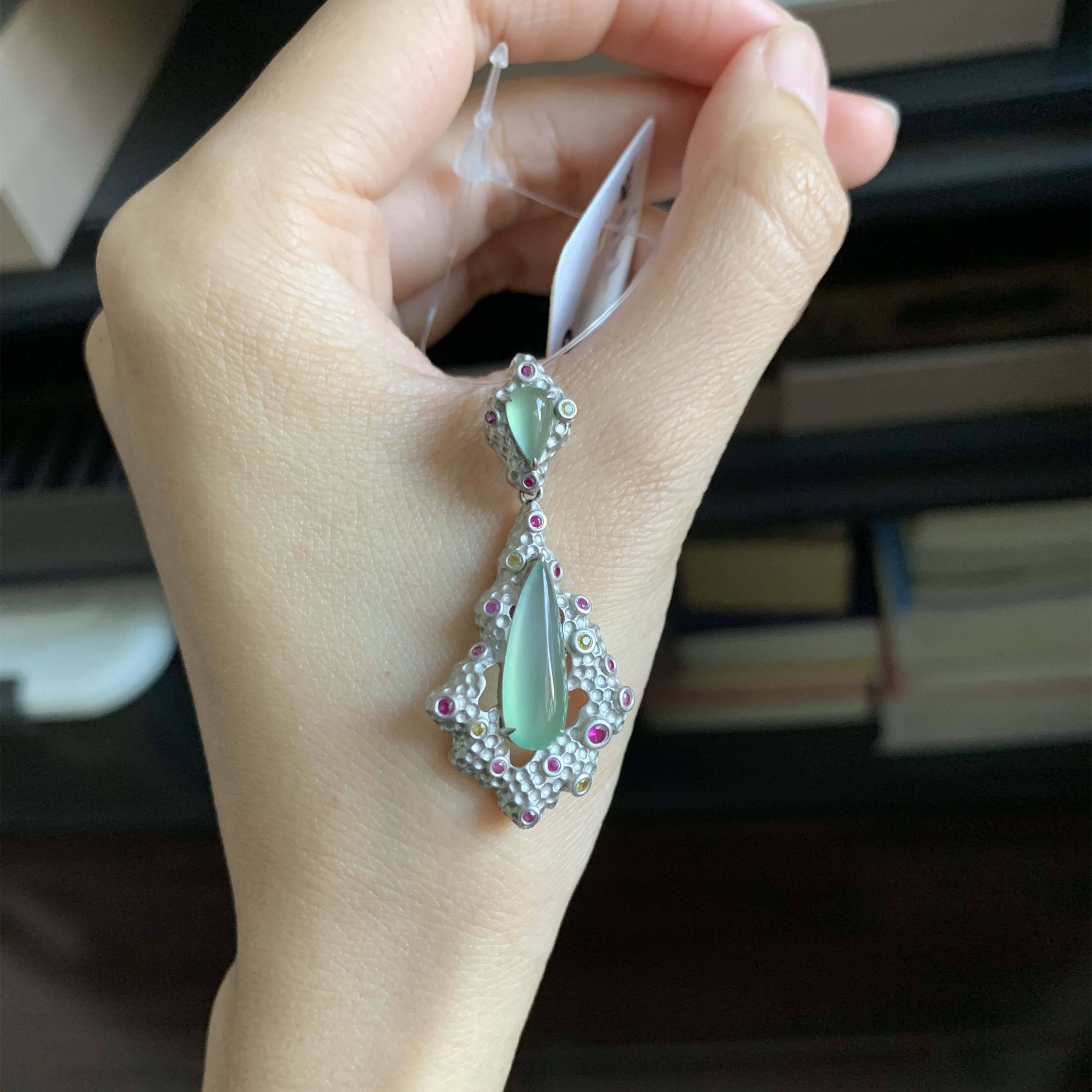 毛毛的翠//M 12486/天然18k精镶冰晴甜绿翡翠宫廷风吊坠/4500