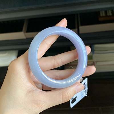 毛毛的翠//M 12919/天然特色浓郁蓝紫翡翠正圈厚装手镯/52.0/4200
