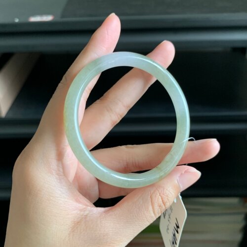毛毛的翠/M 14317//天然翡翠小圈细圆条手镯//52//450