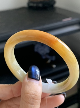 毛毛的翠/M 11045/天然特色黄翡翡翠贵妃手镯/51.9-44/2999