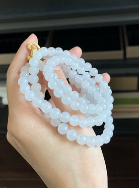 毛毛的翠/M 12952//天然白色糯冰翡翠长串//1200