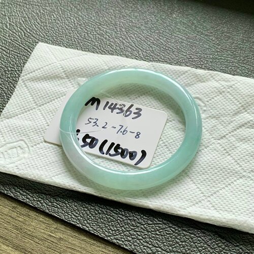 毛毛的翠/M 14363//天然淡蓝绿翡翠手镯 //53.2//1650