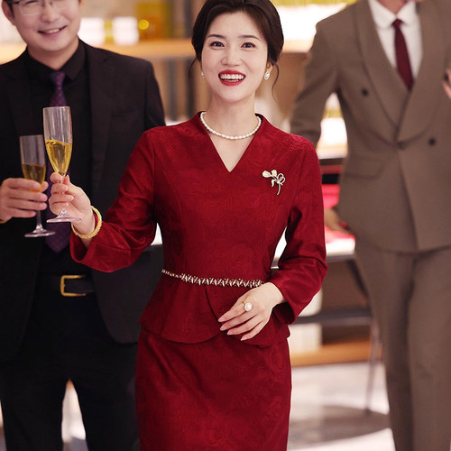高端喜婆婆婚宴装旗袍新中式年轻结婚妈妈婚礼礼服高贵高档连衣裙