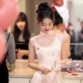 粉色新中式 新娘结婚礼服领证礼裙晨袍高级感 订婚旗袍女2025新款