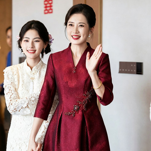 高贵喜婆婆婚宴旗袍晚礼服小个子