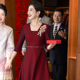 气质优雅钉珠酒红色连衣裙 妈妈装 喜婆婆婚宴装 礼服裙2026春秋新款