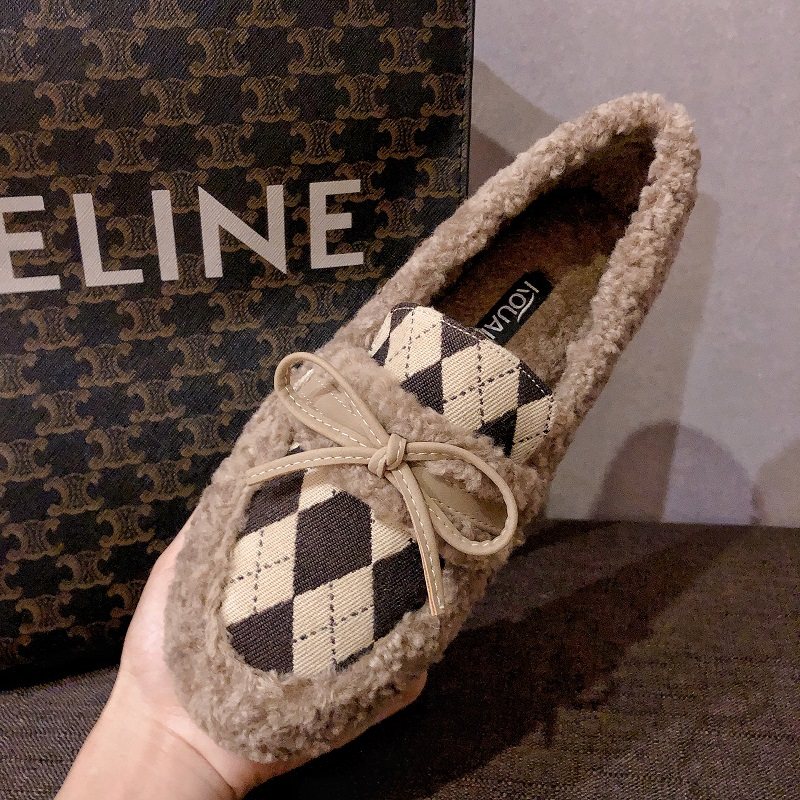 毛毛鞋女秋冬外穿厚底2025新款小香风一脚蹬豆豆鞋加绒保暖棉瓢鞋,女鞋,深口单鞋,淘宝优惠券,粉丝福利购,淘宝优惠卷