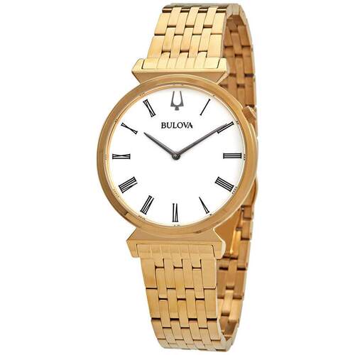 海外代购BULOVA/宝路华男士石英腕表罗马刻度蓝宝石镜面金色钢带