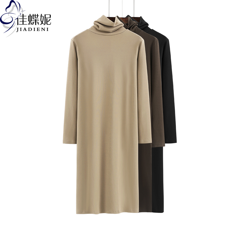 高领加厚连衣裙休闲长袖秋冬纯色