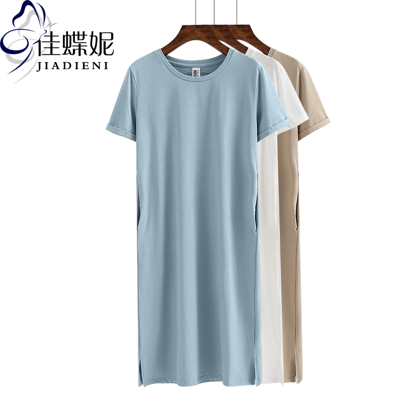 新款韩版带口袋纯色连衣裙T恤