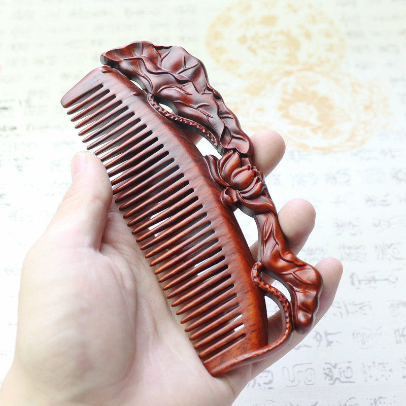 小叶紫檀木梳天然紫檀雕花木梳子中国风雕刻按礼梳定制礼物