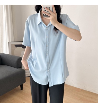 夏季加肥短袖白衬衫工作服