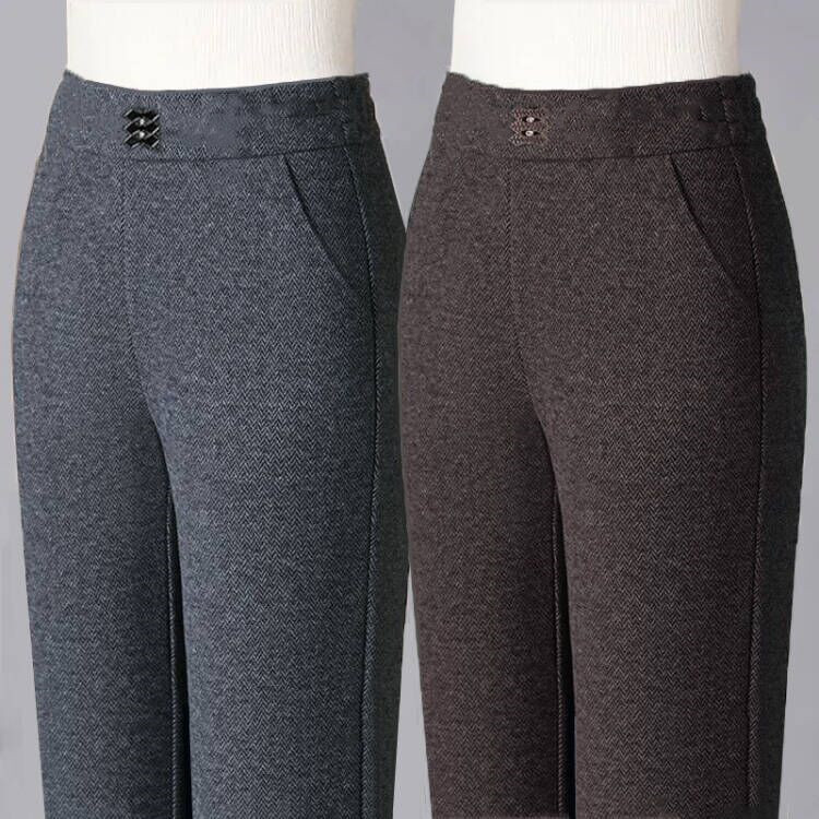 毛呢微喇裤女秋冬季2025年加绒裤