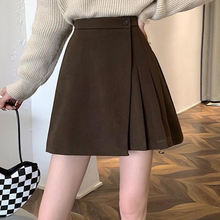 小个子不规则垂坠高腰a字西装裙