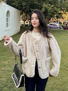 小香风皮毛一体外套女2024爆款 洋气貂皮大衣外套女秋冬高级感 韩版