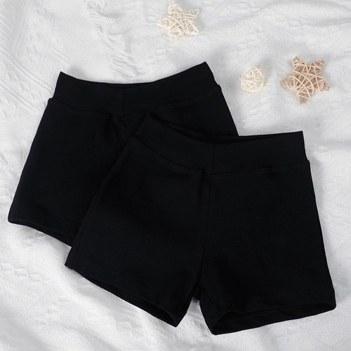 女孩跳舞黑色棉三分平角短裤