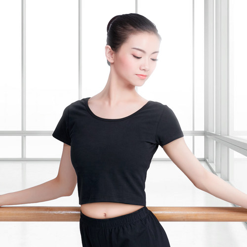 成人形体舞蹈练功服女上衣短款夏季健美操跳舞衣服拉丁舞训练服装