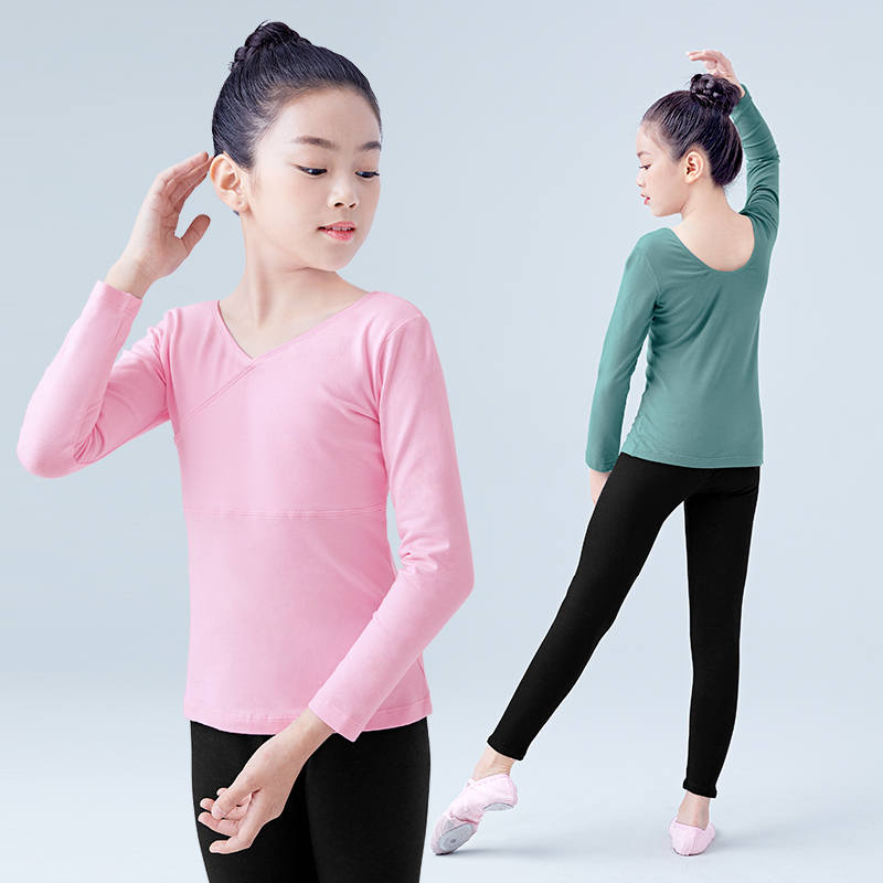 儿童舞蹈服女童长袖芭蕾练功服秋冬中国舞服装女孩形体上衣体操服
