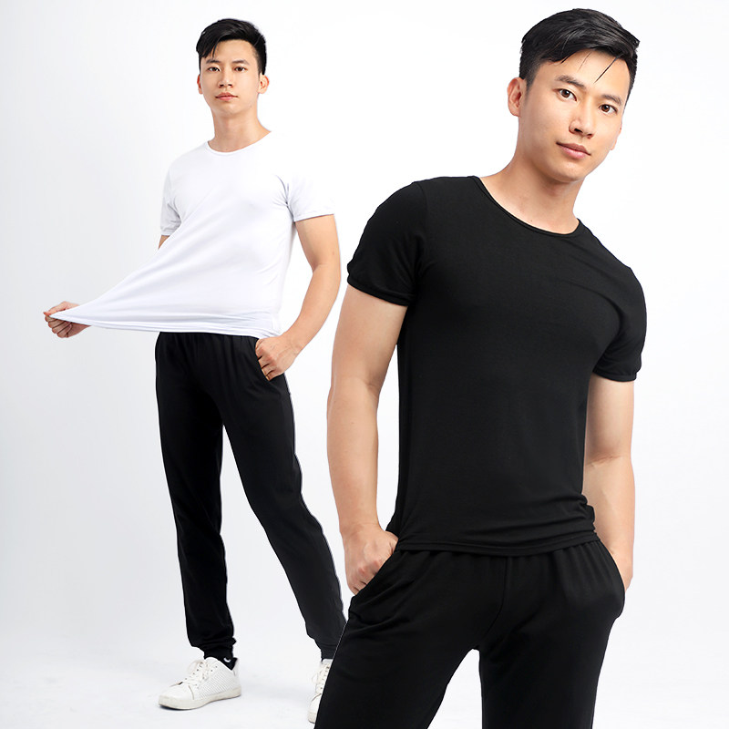 舞蹈服练功服宽松男士形体服成人现代舞套装莫代尔上衣舞蹈裤男生