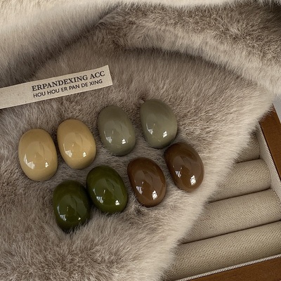 韩系半圆树脂耳钉女S925银针