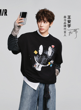 王安宇同款l森马emoji™联名270g重磅纯棉T恤26新款小众印花短袖
