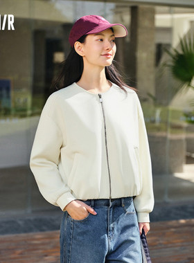 森马圆领落肩宽松纯色花苞外套女
