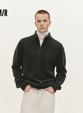 王安宇同款森马毛衫男冬半开襟高领针织衫含羊毛2025新款百搭毛衣