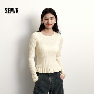 少女感显瘦套头毛衫 森柔 花边刺绣紧身2025新款 女冬季 森马针织衫