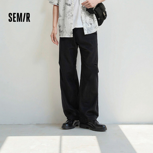 新款 2025夏季 长裤 松紧腰裤 百搭 森马休闲裤 子时尚 男宽松弧形弯刀裤