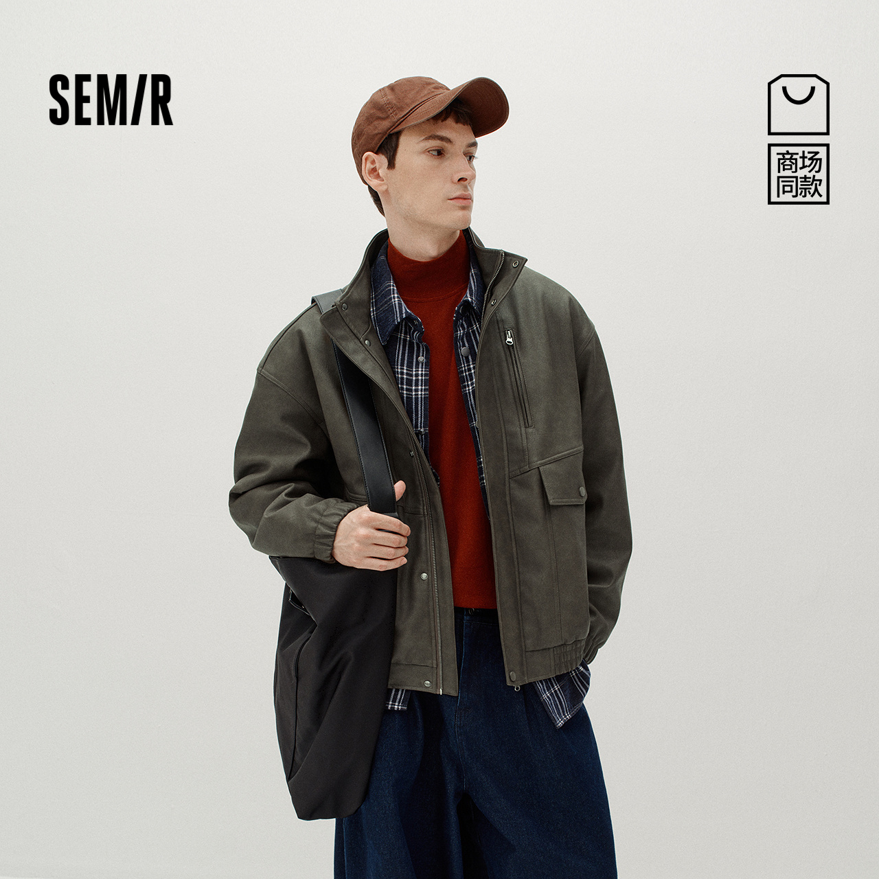 森马PU仿皮衣复古机车夹克外套男